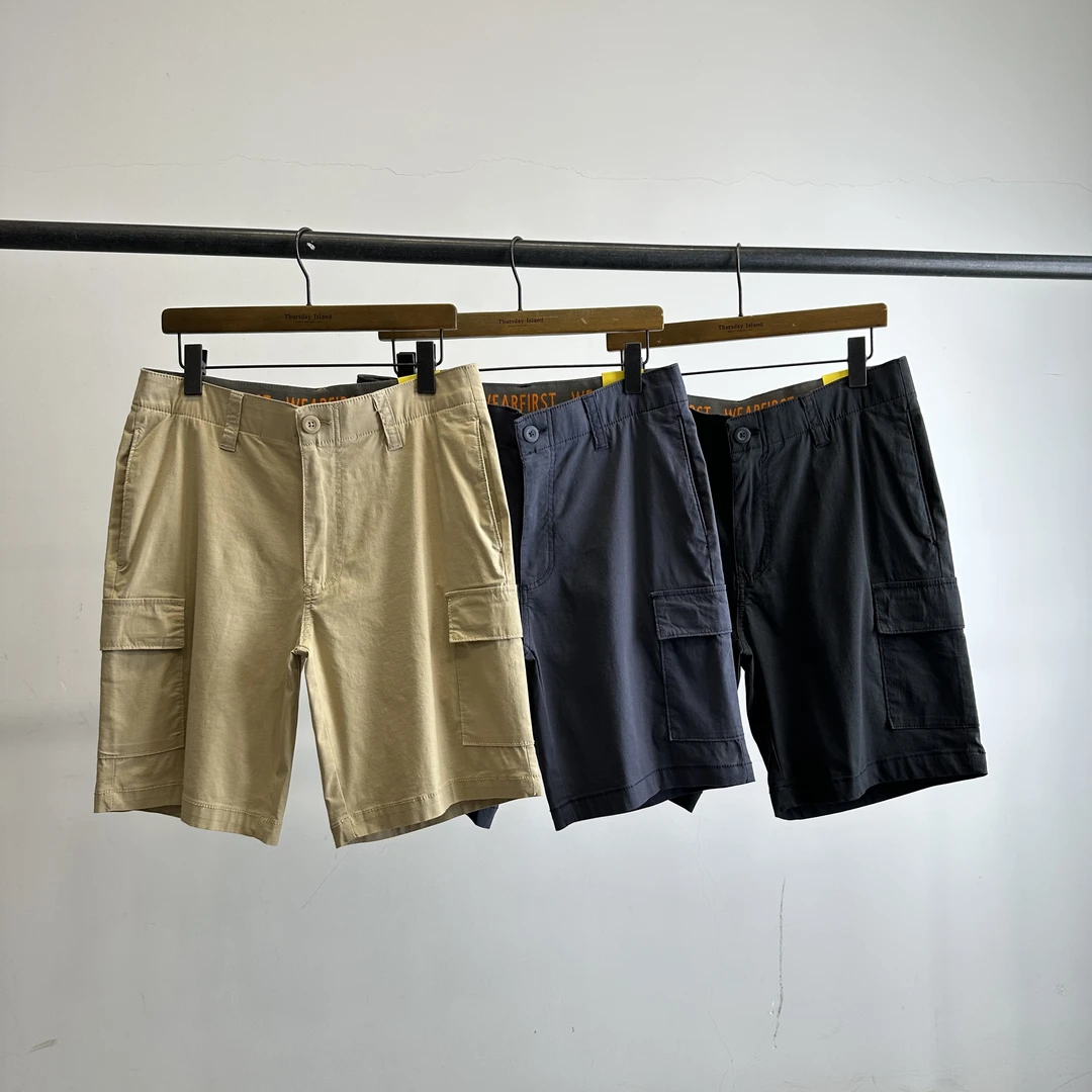 外贸夏季弹力透气男士工装多袋短裤户外百搭大码纯色五分裤8565