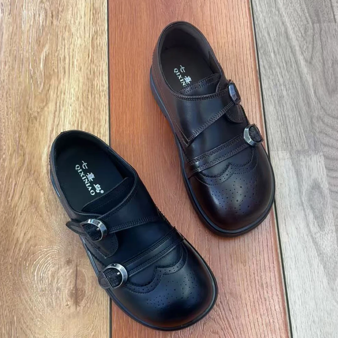 七喜鸟女款英伦风休闲皮鞋1868