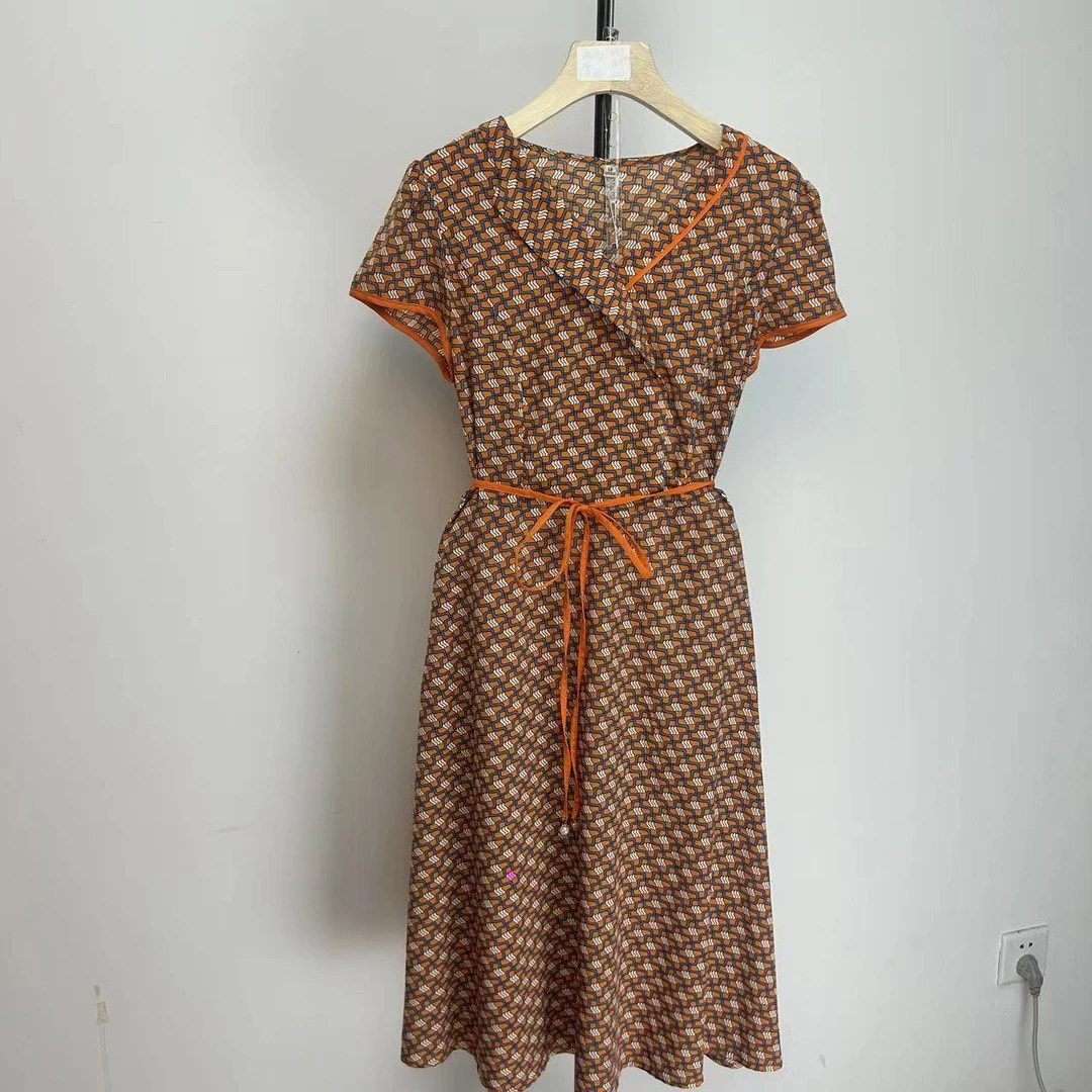 X070连衣裙子女士夏季新款洋气质显瘦遮肉漂亮中长裙