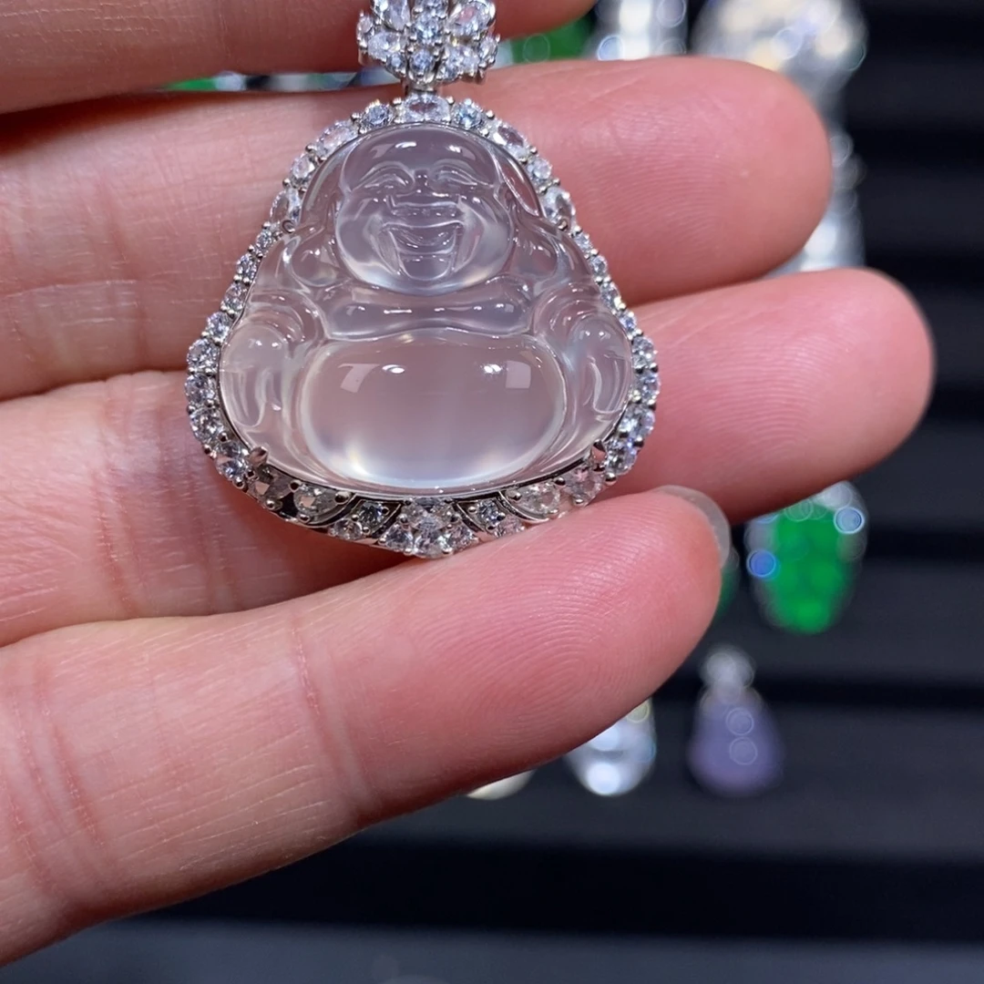 玛瑙/玉髓银S925镶嵌吊坠