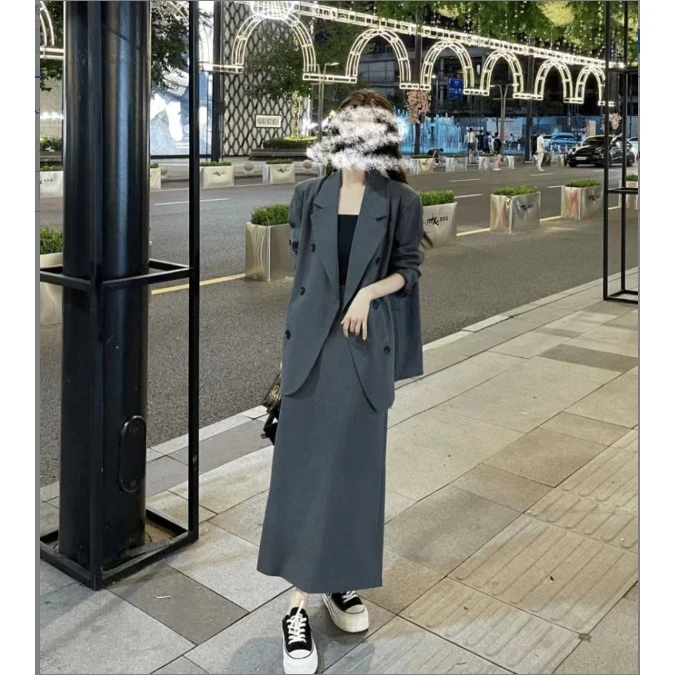 31671胖MM2024秋装新款大码女西装套装女洋气直筒半裙两件套