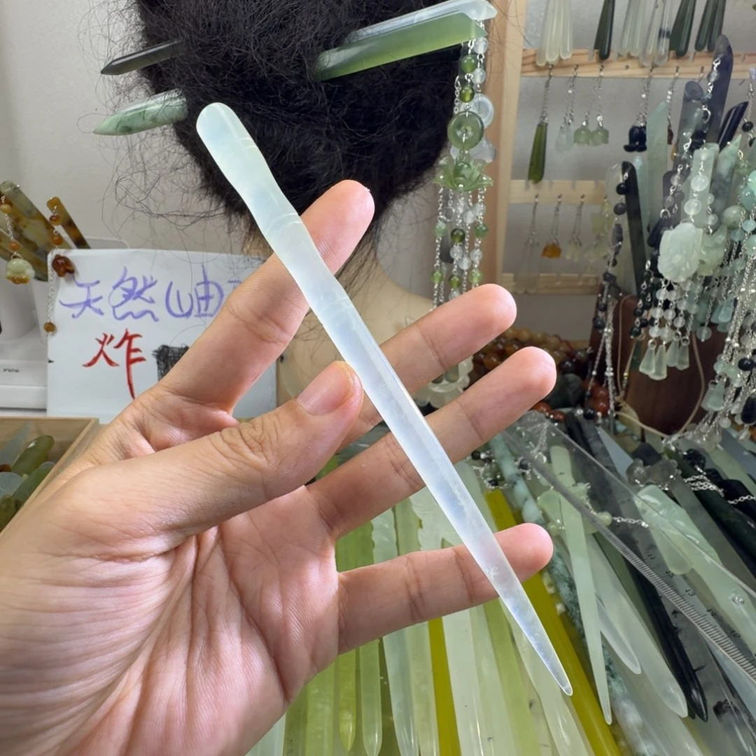 蛇纹石玉合金发饰长度15