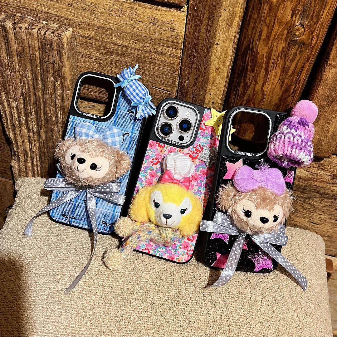 BEST潮牌滴胶水凝壳毛绒小熊系列适用iP16promax手机壳15pro防摔