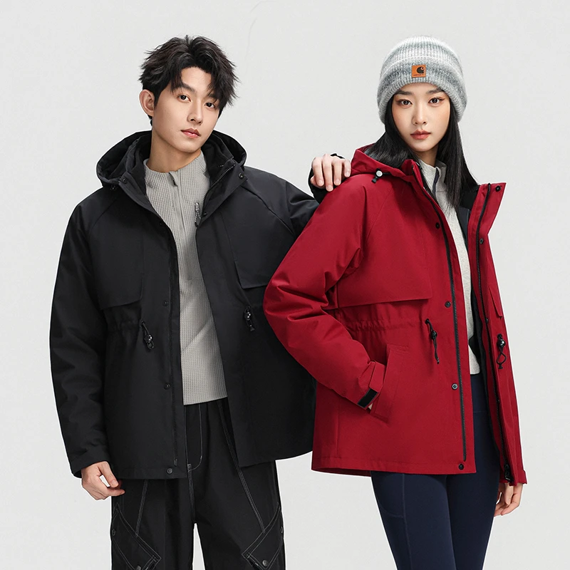 冲锋衣鹅绒服双面穿保暖内胆可拆卸帽子三合一春秋拖鞋男款秋冬