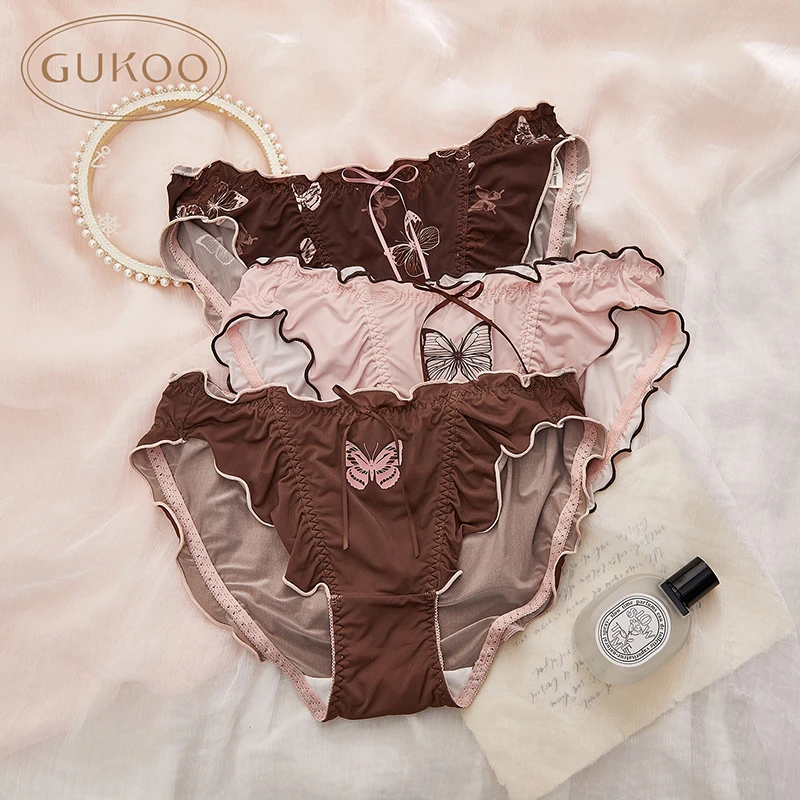 【Gukoo果壳】内裤春夏蝴蝶印花新款性感纯棉裆女士三条装内裤组合