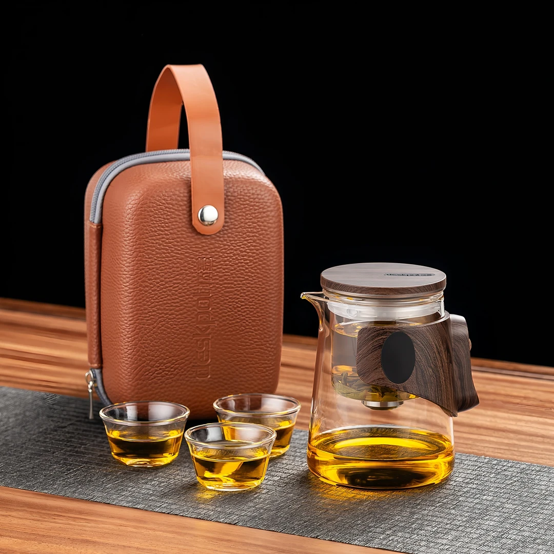 旅行茶具套装便携式户外茶具2025新款玻璃泡茶壶露营快客杯煮茶壶
