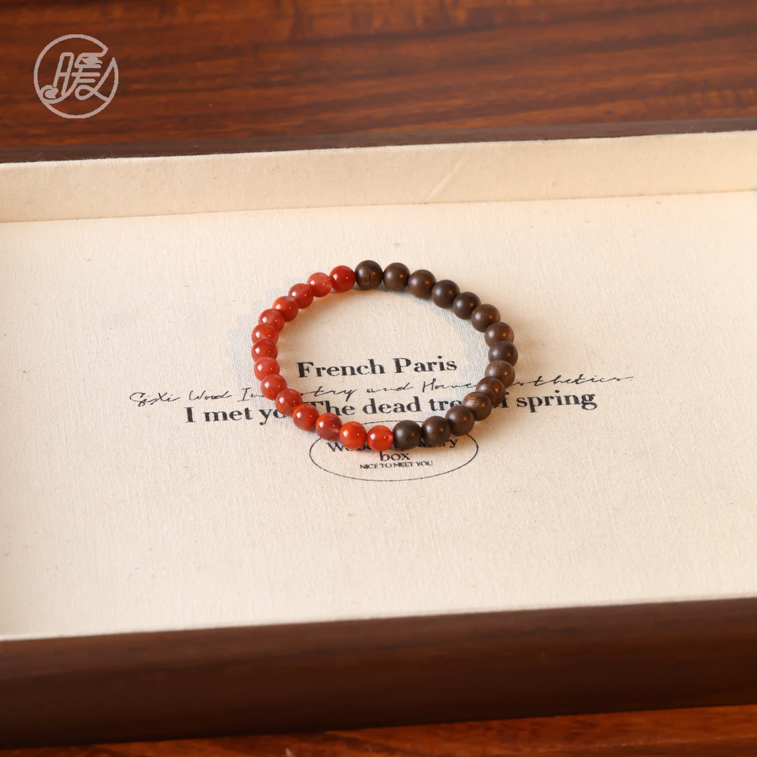 Nuanyan/暖言单圈素圈南红玛瑙拼香香手串6mm手链M393多样性发一
