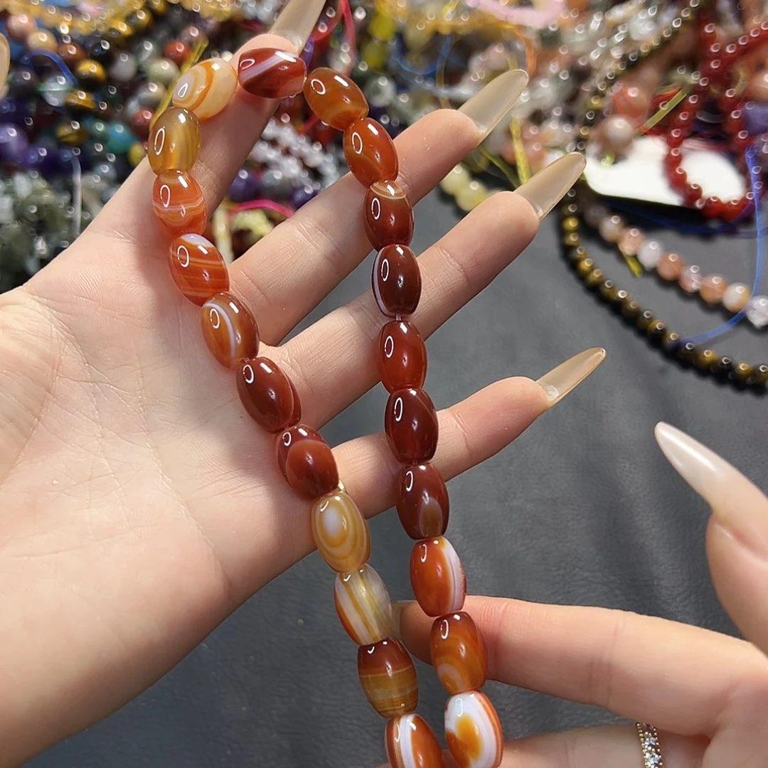 玛瑙/玉髓合金珠宝半成品卡10米珠。一条