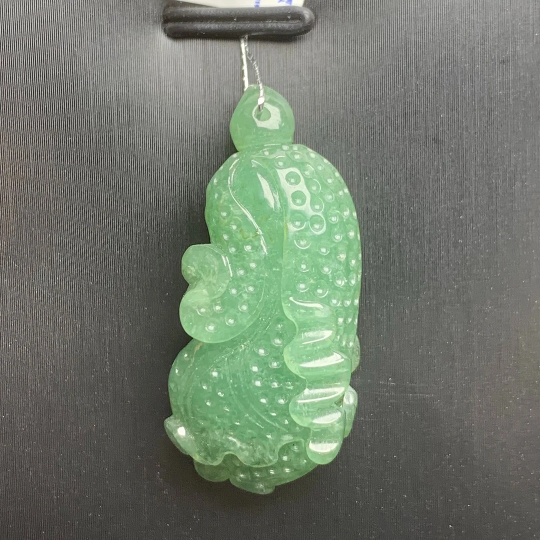 天然翡翠A货冰油绿白菜吊坠正品翡翠白菜百财吊坠礼物男女