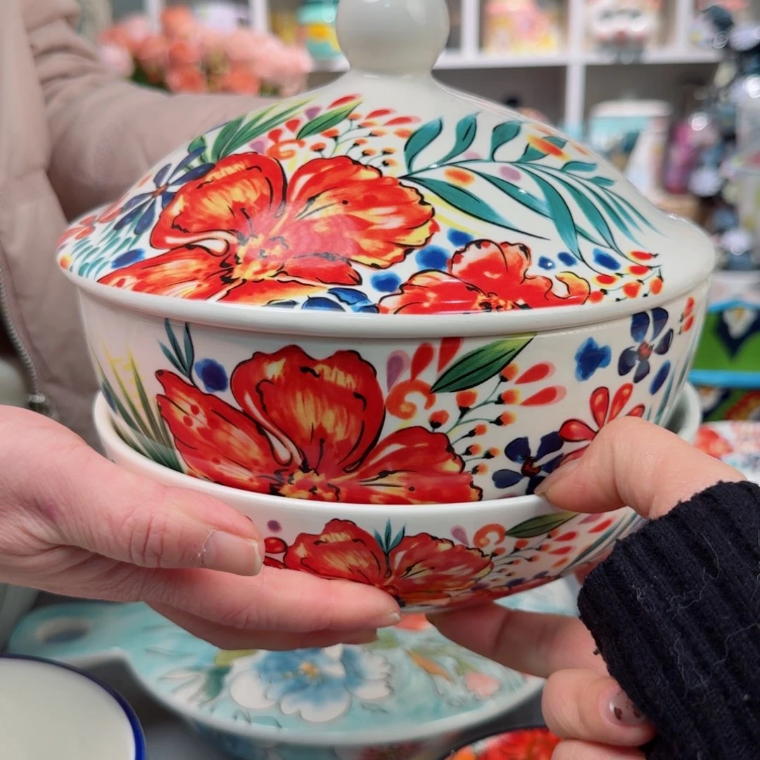 瓷片繁花8英寸3件套看图