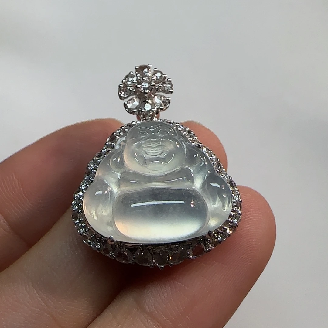 翡翠18K金镶嵌吊坠(不含链)佛公