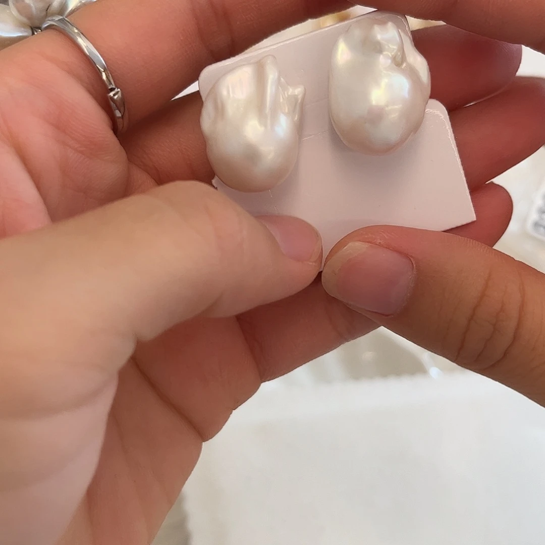 银S925镶嵌淡水珍珠耳饰