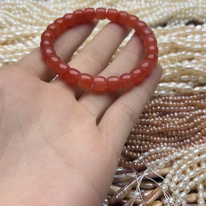 玛瑙/玉髓未镶嵌珠宝半成品卡8盐源玛瑙老型珠手串