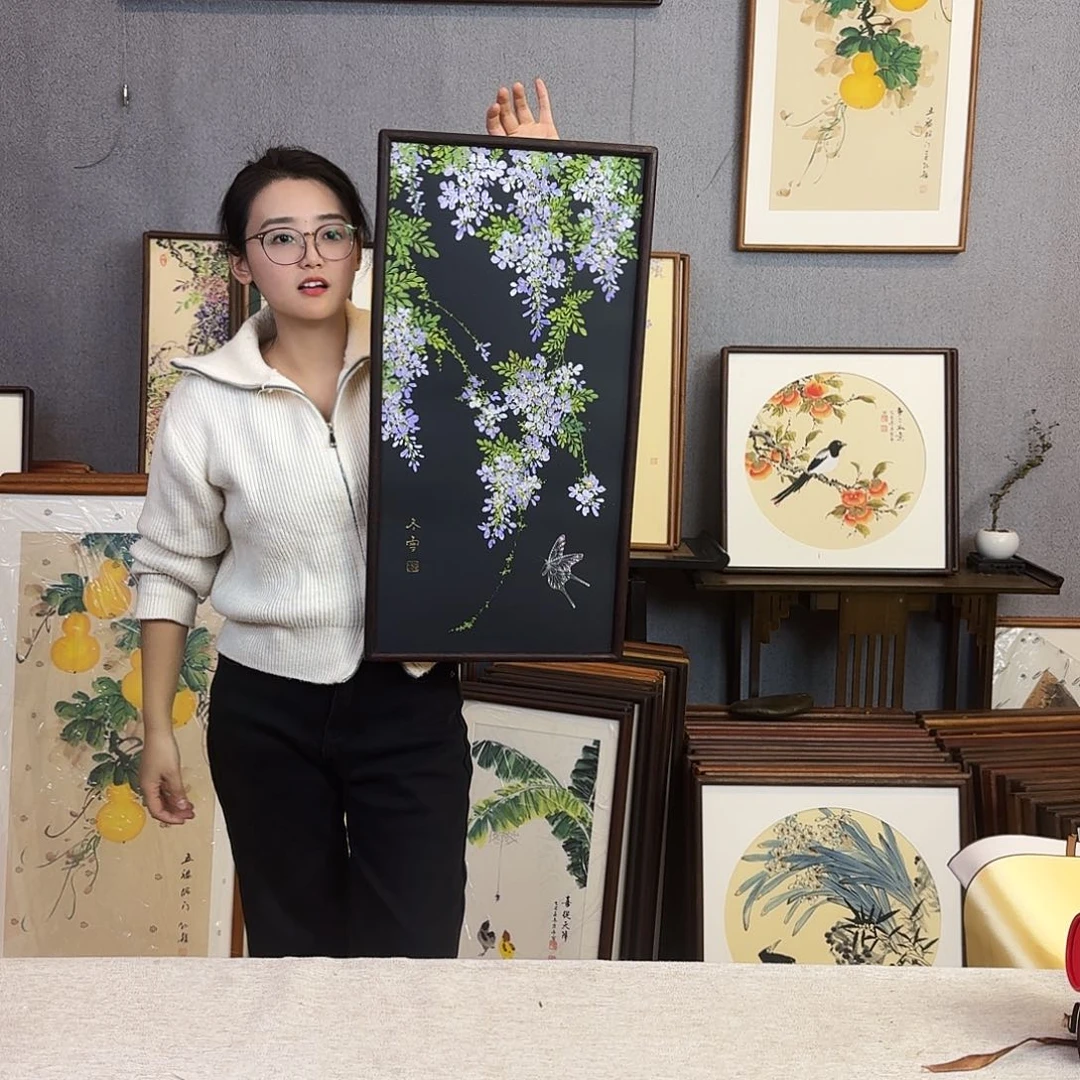 国画手绘带框尺寸： 36*69