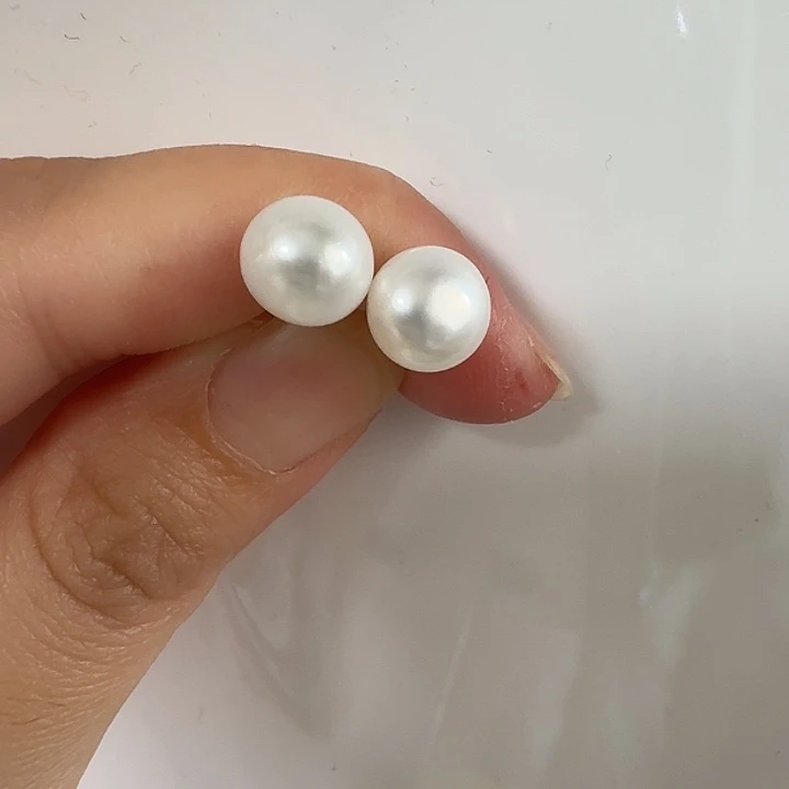 淡水珍珠耳饰银S925镶嵌8-9mm