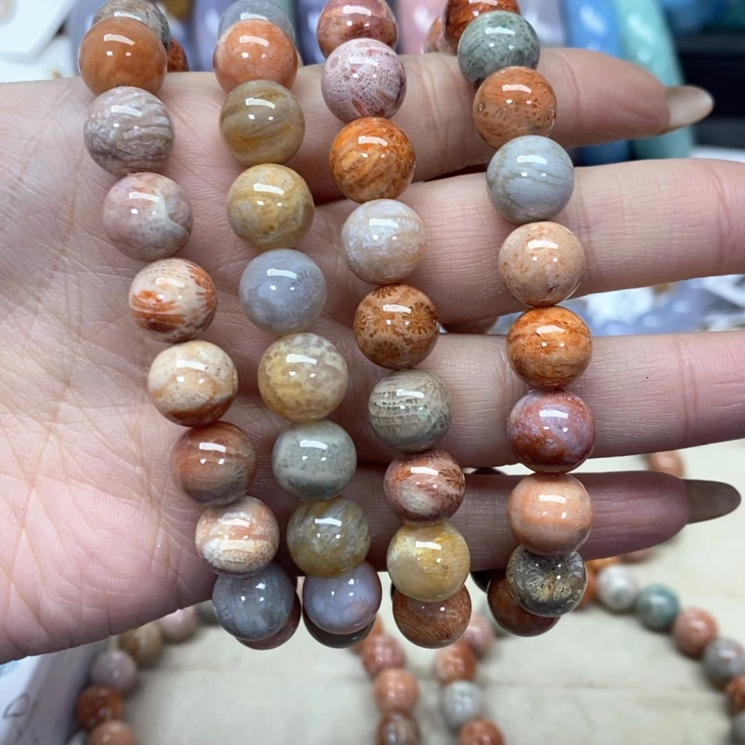 硅化珊瑚（珊瑚玉）手链铂Pt900镶嵌我***肉401