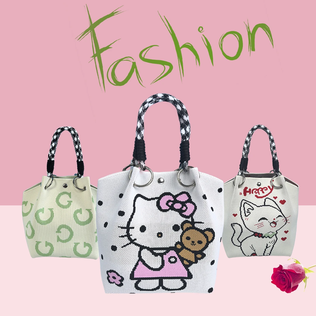 包包女款爆款2025新款简约斜挎便携小众字母G手拎包编织水桶包