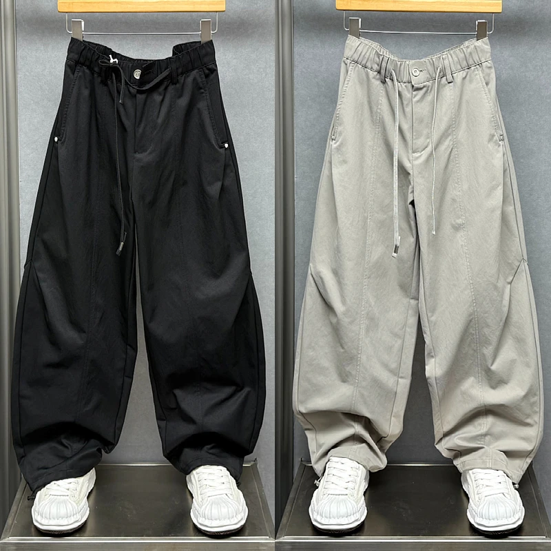 2025秋季新款美式潮牌纯色休闲裤男宽松直筒阔腿痞帅垂感弯刀长裤
