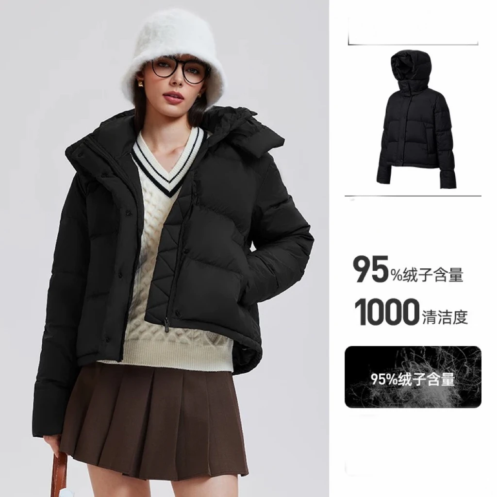 【Beaunasloe专属】科里芙4格95绒泡芙羽绒立领连帽短蓬松防风保暖