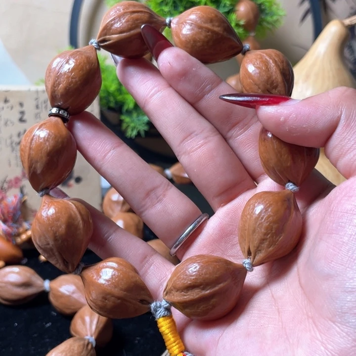 橄榄核手串/手链2.1鸡血红手持10短圆