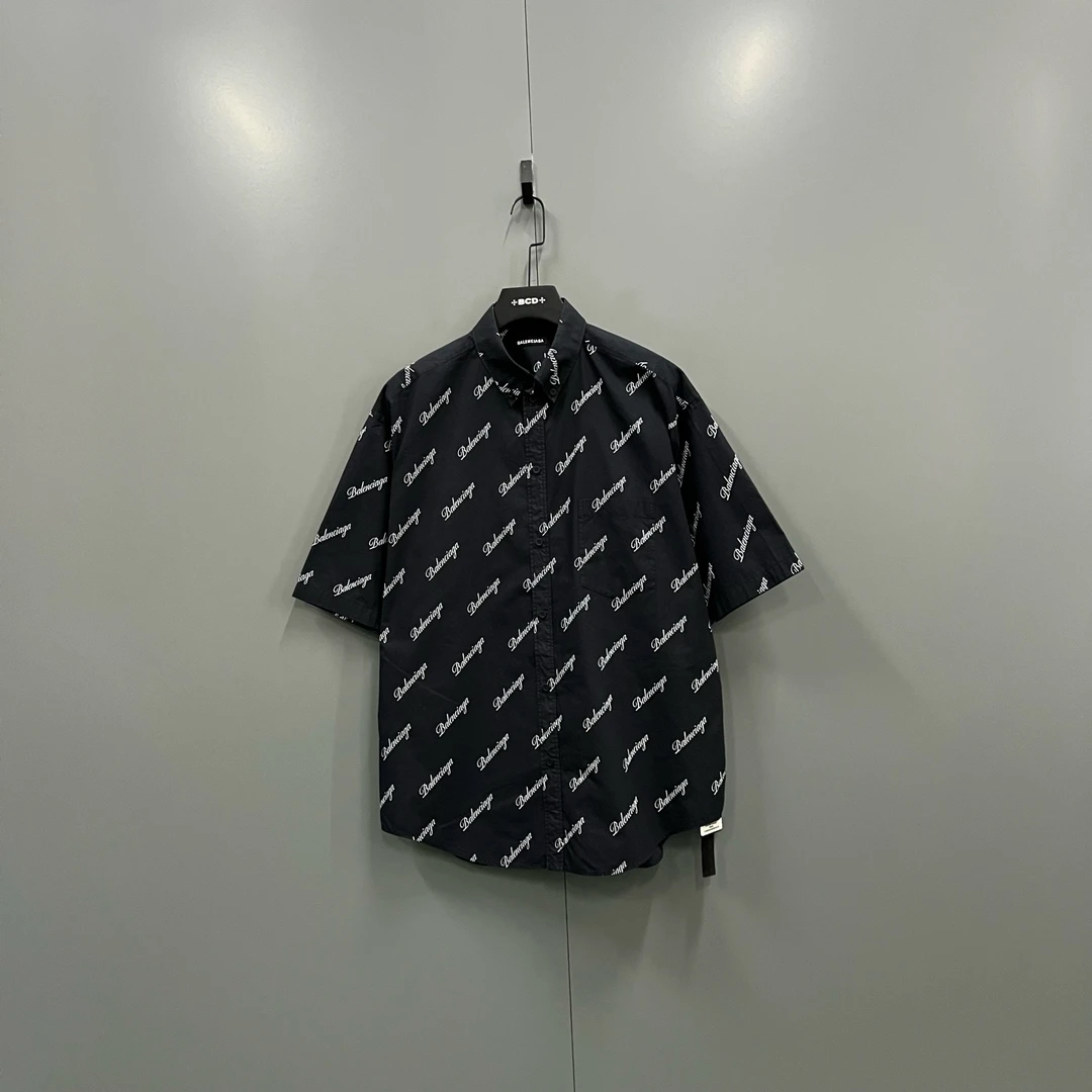 99新 Balenciaga/巴黎世家 h926 草写弹幕logo衬衫 38码 610352