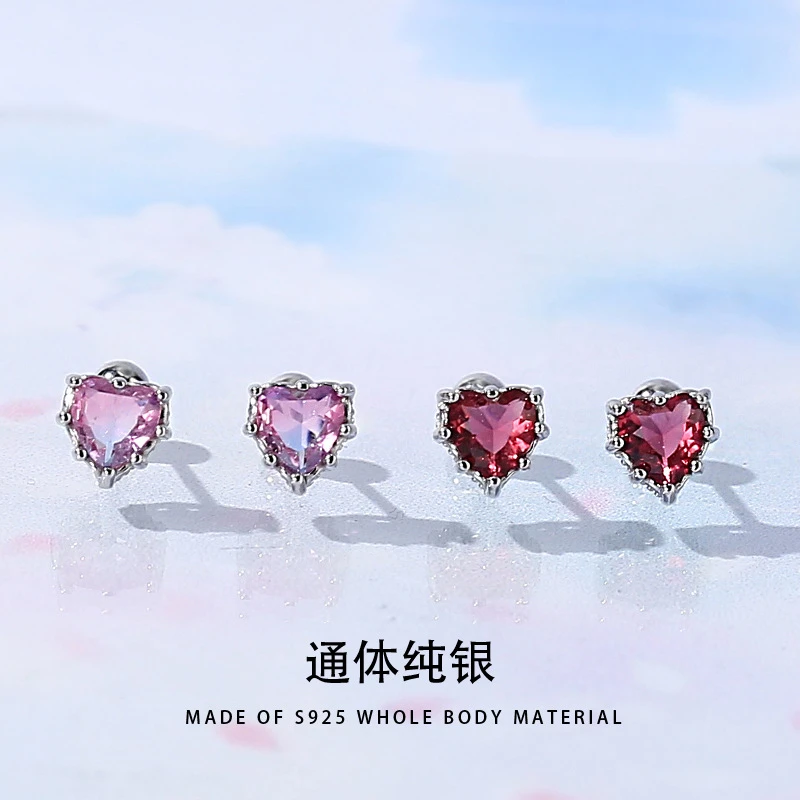 925银耳饰 s925银新款少女韩版小清新精致小巧锆石螺丝耳钉耳饰品