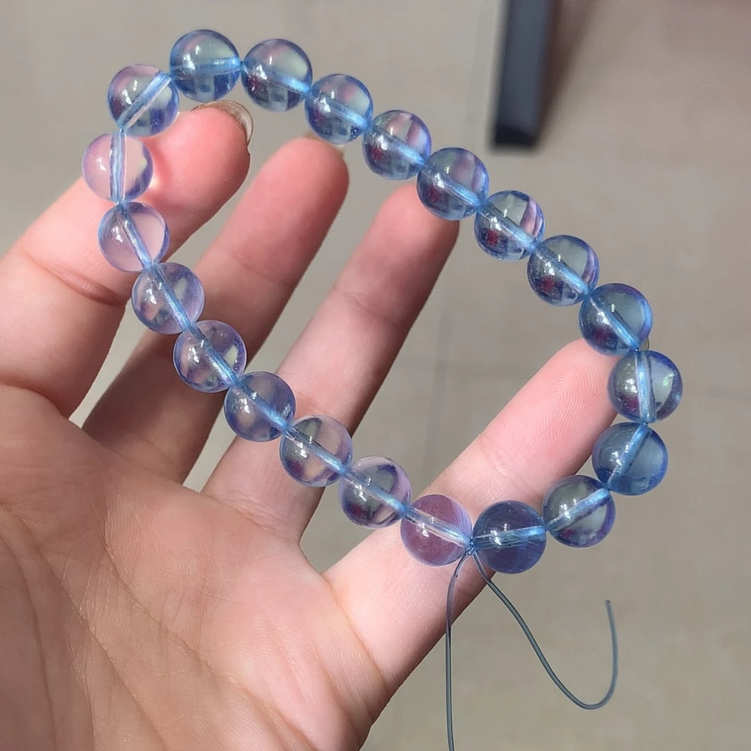 未镶嵌手串海蓝宝石冰透圣蓝9m【780元】要拍10件