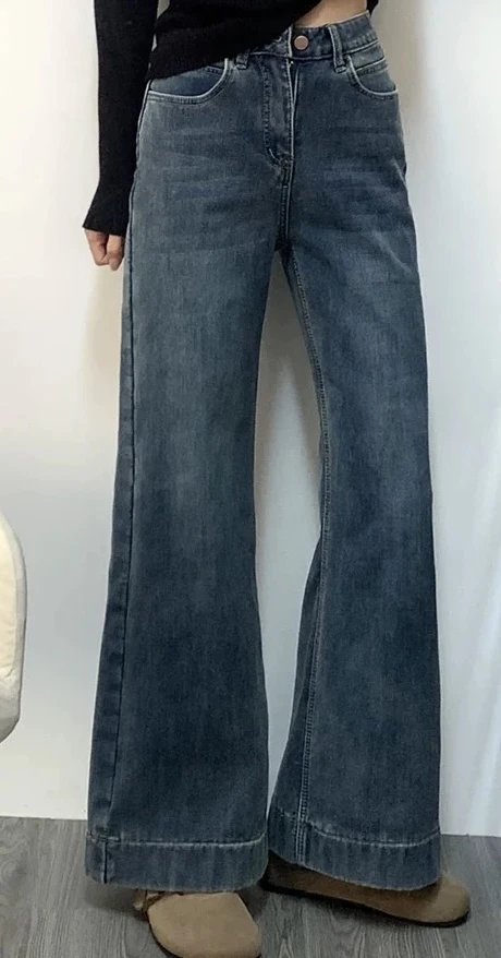 2025新款阔嘴喇叭直筒牛仔裤直播间购买