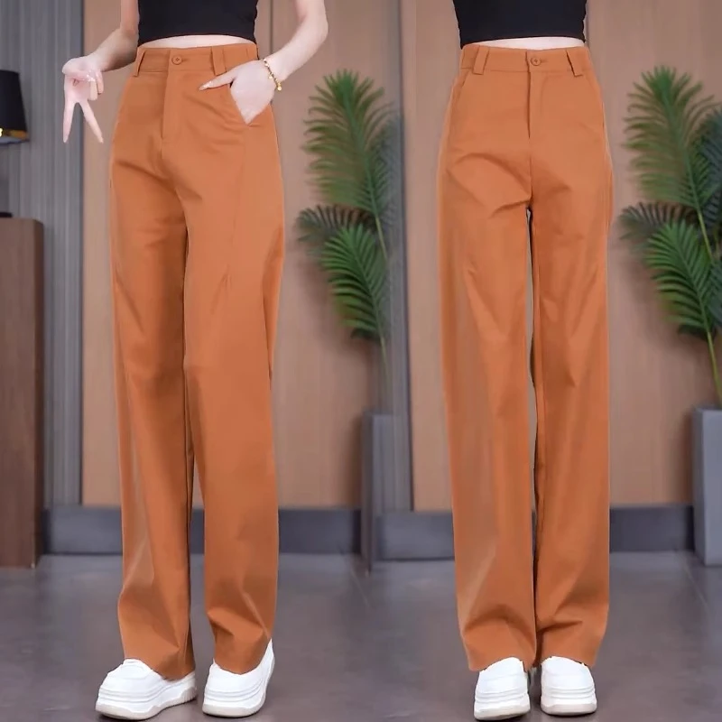 时尚休闲阔腿裤女2025夏季新款洋气显瘦减龄高腰垂感百搭直筒裤潮