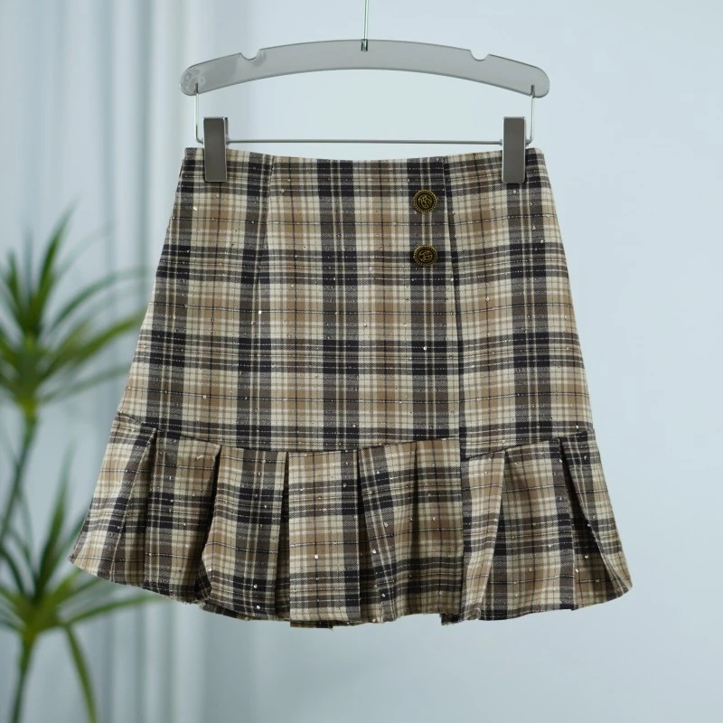 一路童行 谷系列  B139  女装 撤柜时尚格子短裙 213YBQ289