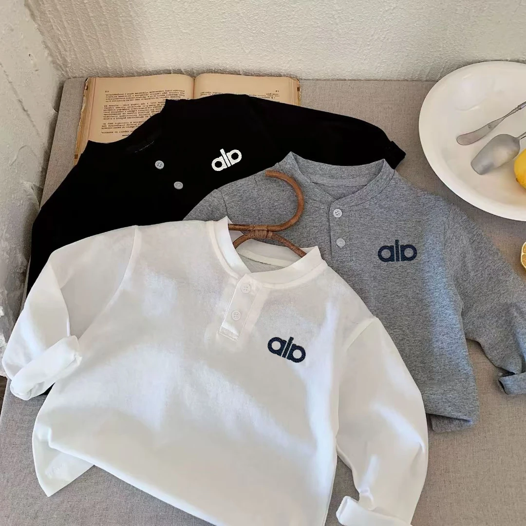 儿童T恤纯棉春新款男女童长袖打底衫宝宝刺绣polo衫韩系简约上衣