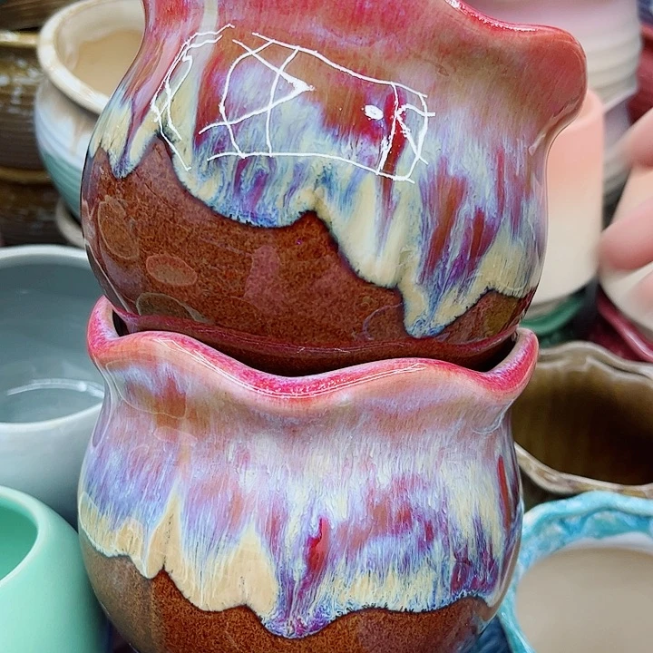 多肉绿植陶瓷花盆9.9包邮，有孔