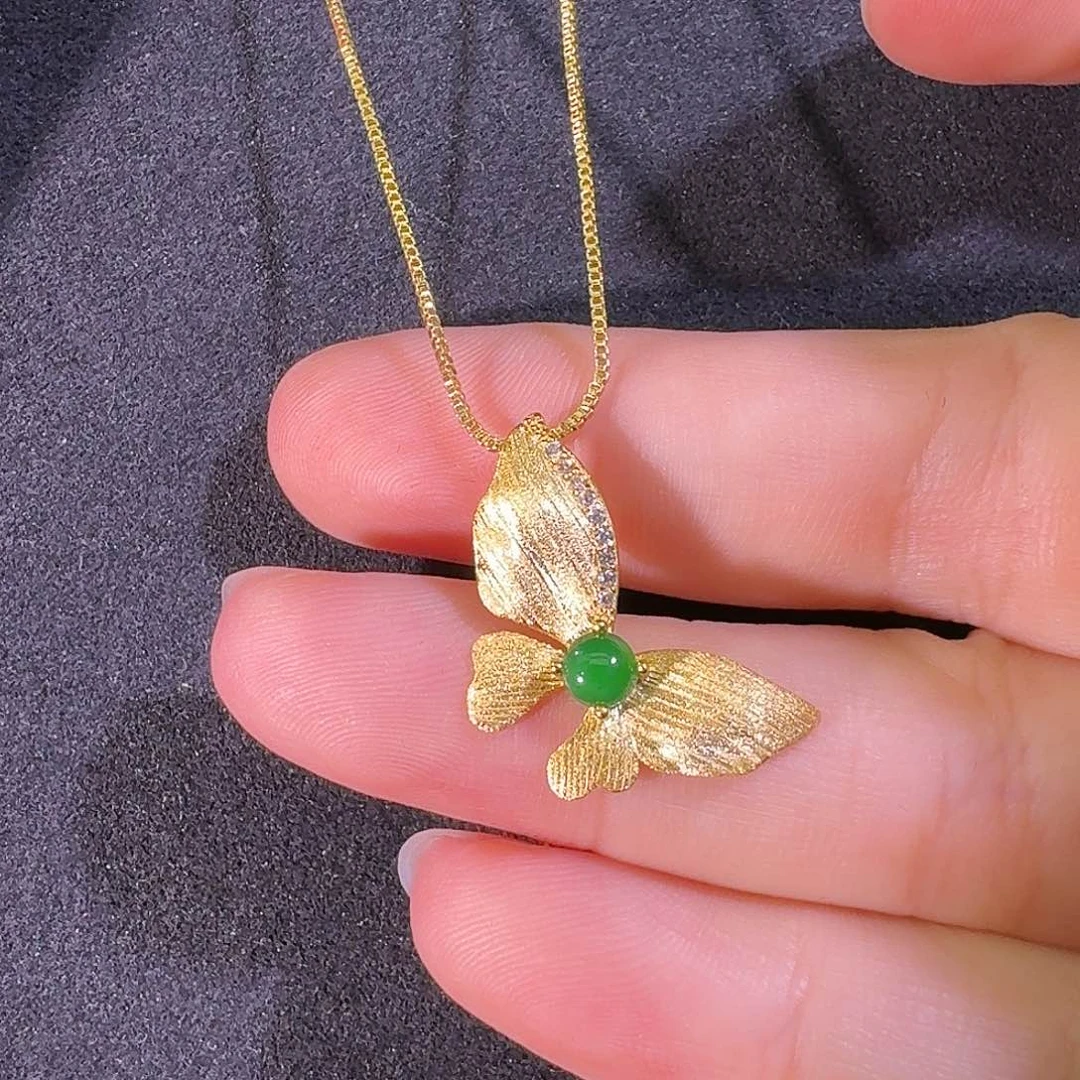 翡翠银S925镶嵌吊坠(不含链)蛋面