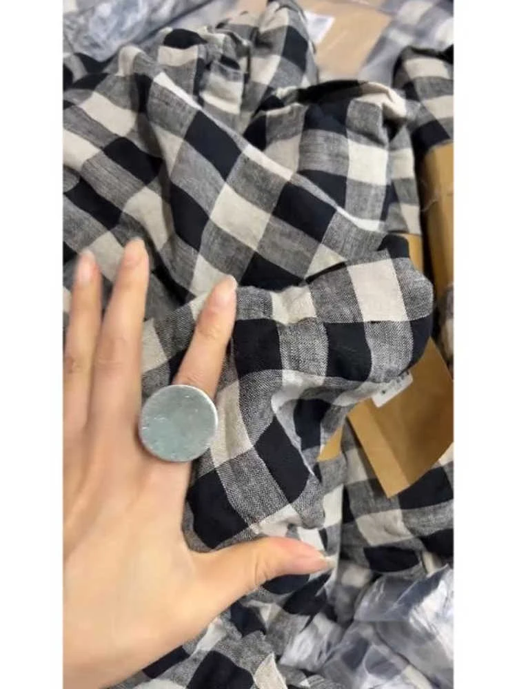 大码梨形显瘦休闲裤九分格子裤女2025夏季洋气减龄时髦亚麻萝卜裤