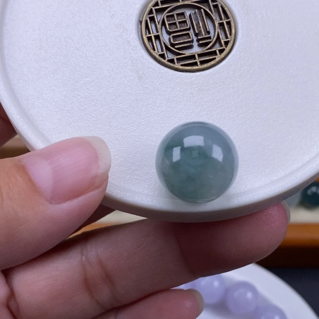 翡翠散珠天然翡翠a货冰蓝紫飘花14.7