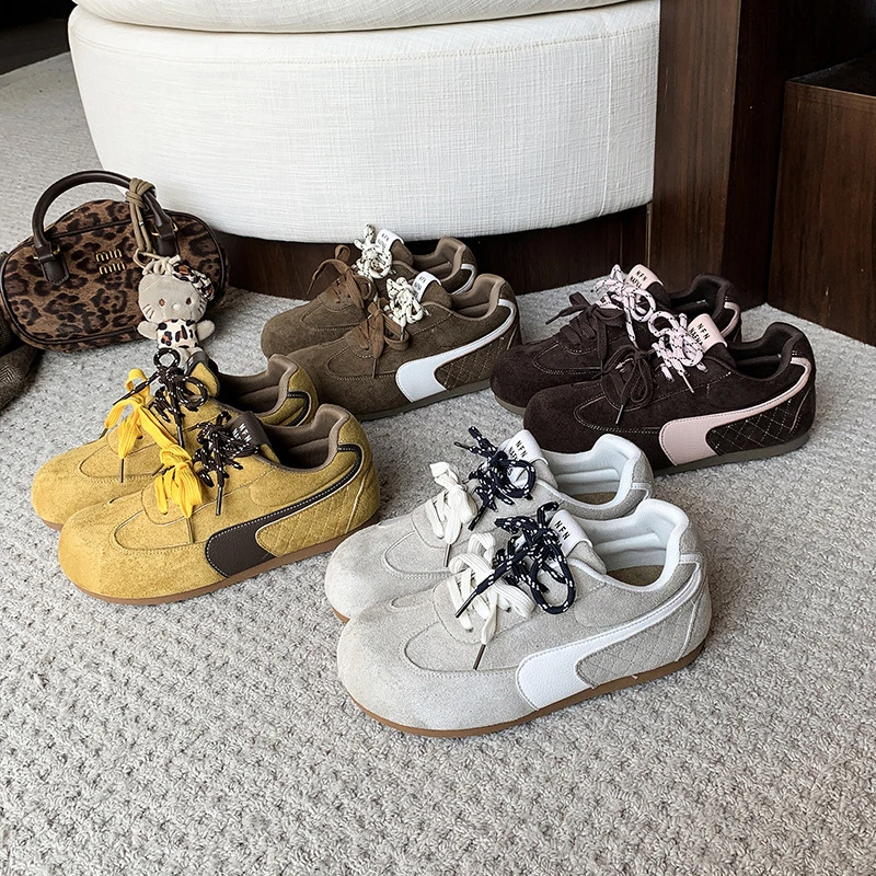 兮小兮复古勃肯鞋女2025春秋季新款扁头百搭休闲运动阿甘德训鞋子