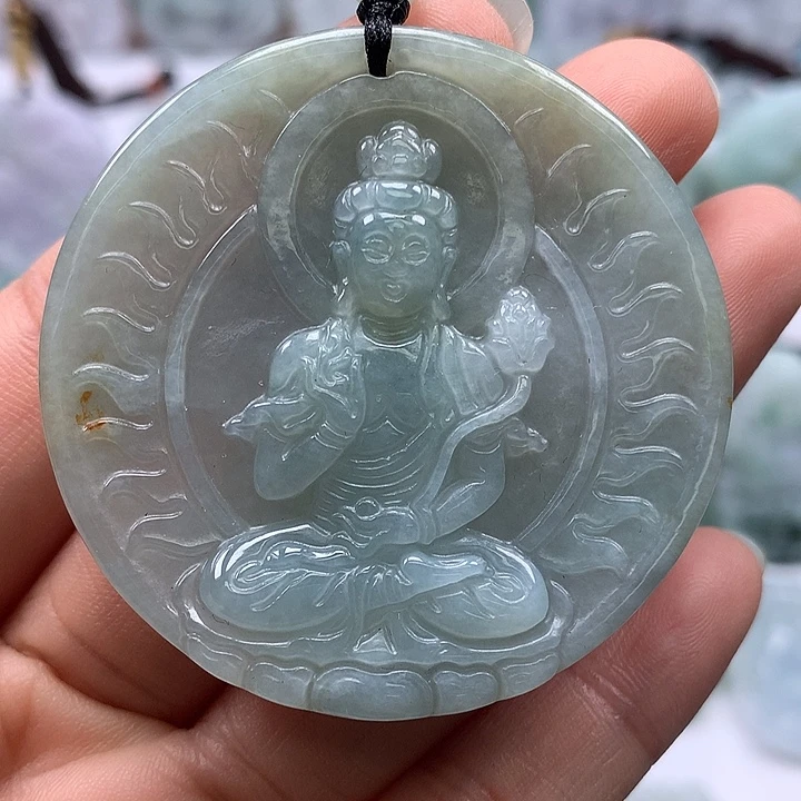 翡翠未镶嵌颈饰大势至菩萨福利