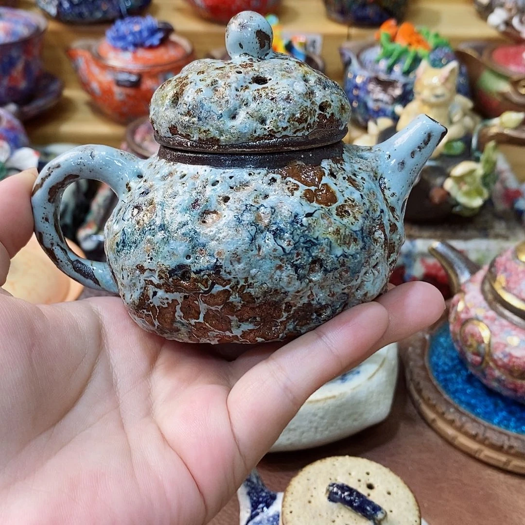 志野柴烧古喜茶器