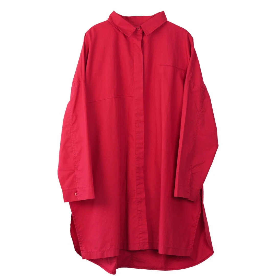 museguhui/木色古汇82510#纯色休闲百搭气质宽松设计感衬衣