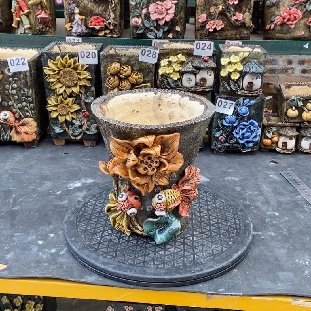 红陶青藤花器多肉花盆