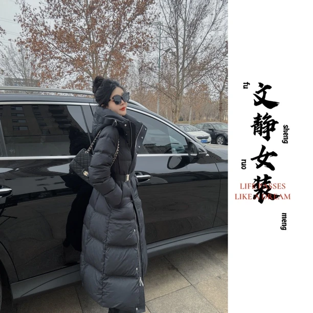 ［文静家］主播自留长款收腰羽厚大衣女