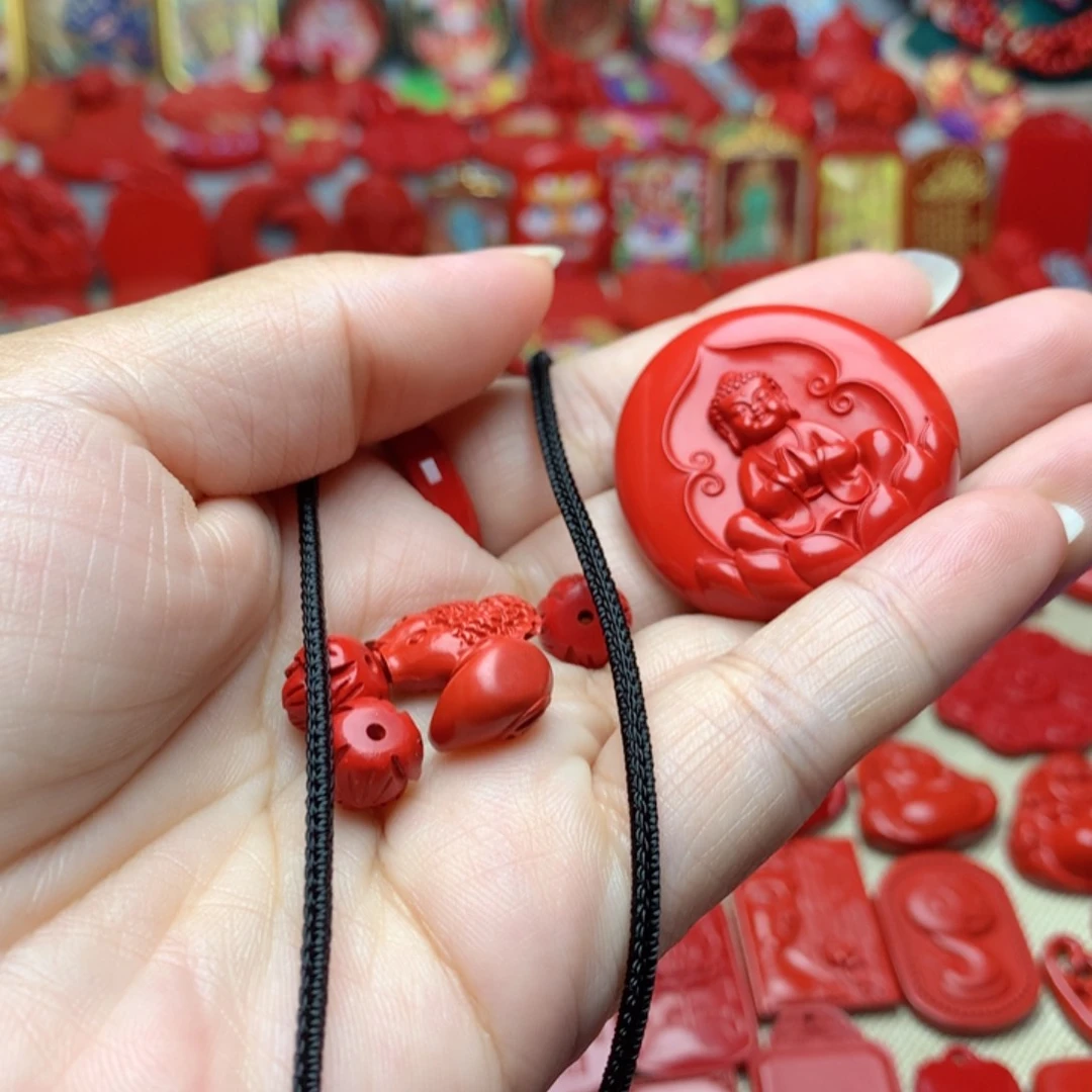 天然辰砂工艺品朱砂吊坠