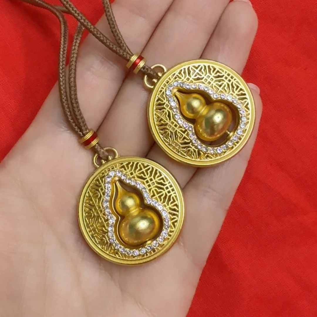 铜合金合成锆石吊坠 【妙锦同款】旋转福气满满福禄葫芦项链