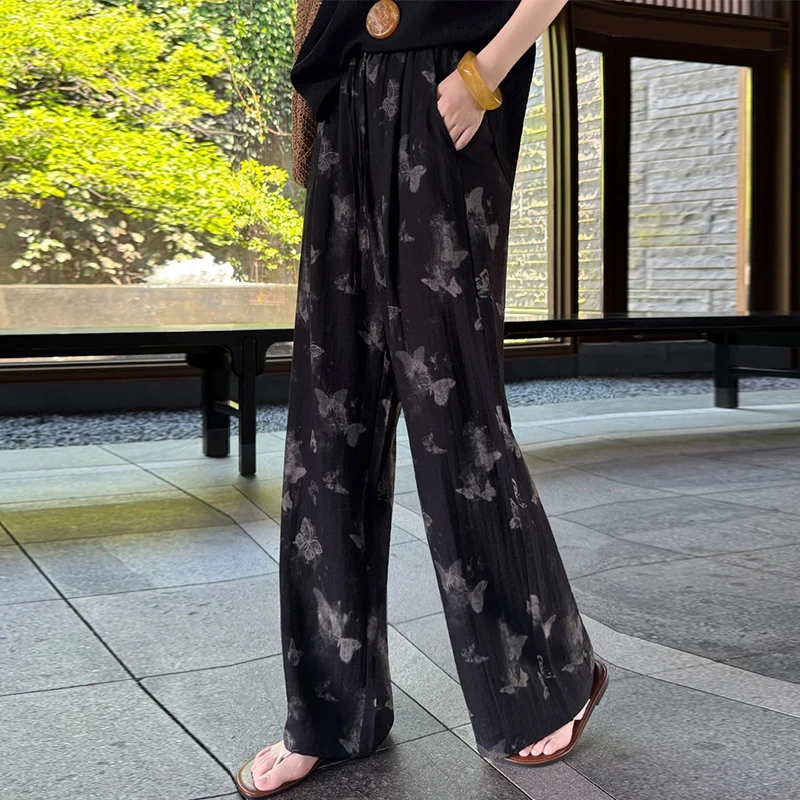 2025年新款夏季洋气设计感高腰阔腿裤时尚百搭气质潮流女裤