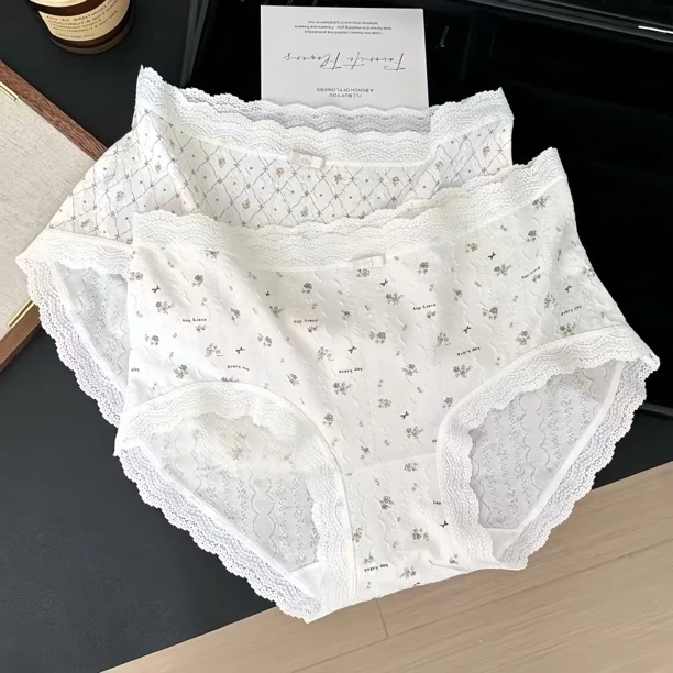 Black Dream10A抗菌内裤女纯棉意式中腰碎花A类棉加长裆2025新款