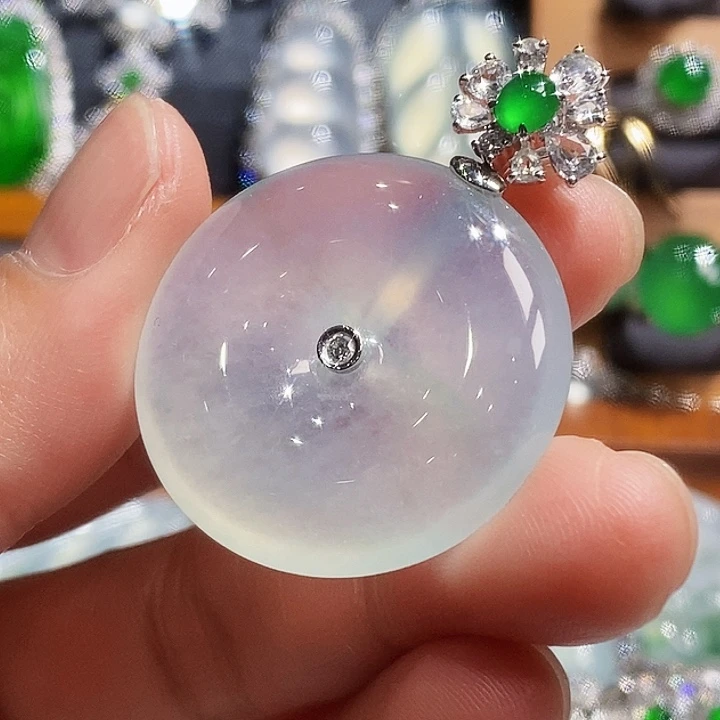 吊坠(不含链)18K金镶嵌翡翠