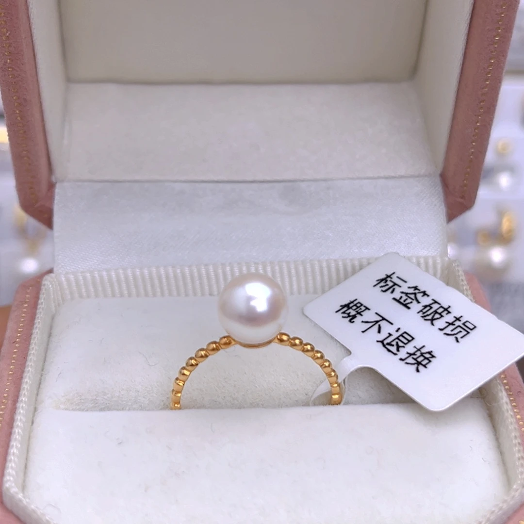 海水珍珠戒指18K金镶嵌