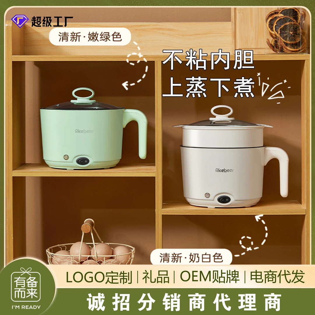 电煮锅多功能家用小锅学生宿舍煮面电热火锅小型电饭煲1-2人用