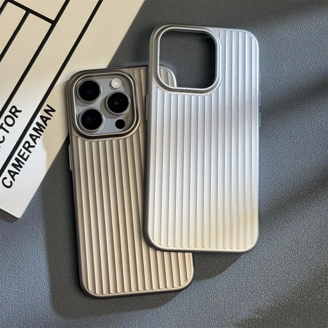 肤感瓦楞适用苹果16promax手机壳iphone15pro简约14/13大孔防摔壳