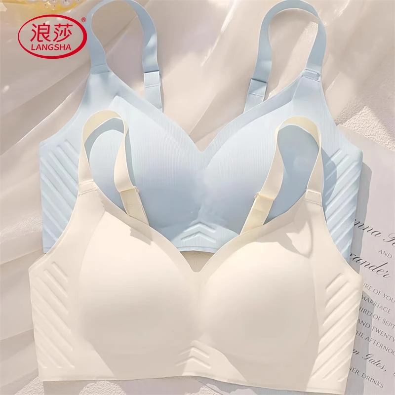 浪莎舒适调整型内衣无痕透气大胸显小女士聚拢一片式薄款文胸